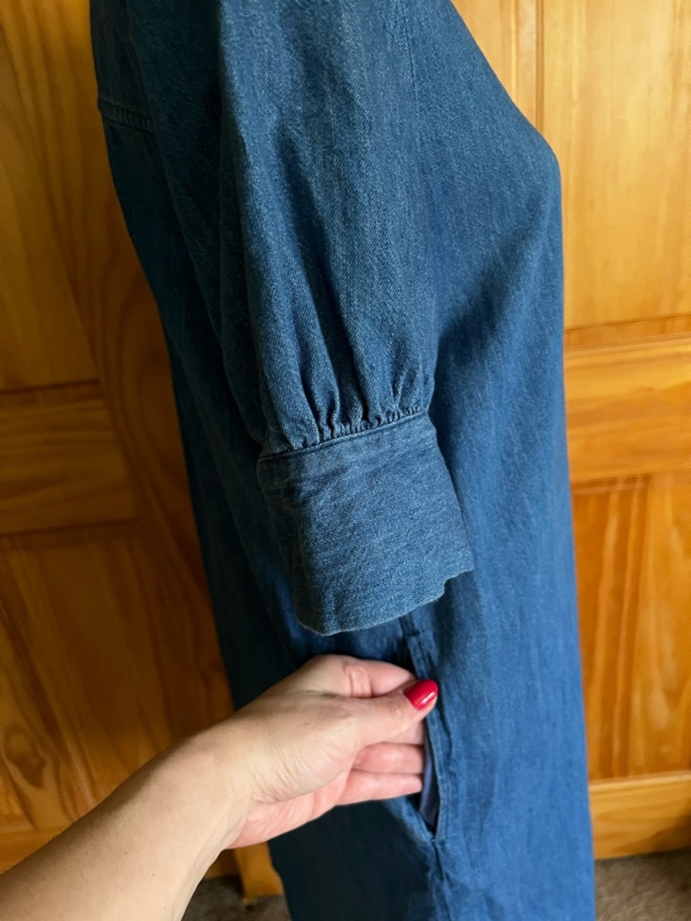Old Navy Blue Denim Button-Front Midi Shirt Dress - Picture 2 of 5